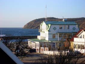 Utsikt fr&aring;n balkongen mot hotell Kullaberg